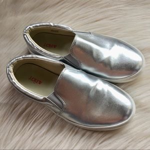 J Crew silver flat slip on shoes sneakers 7